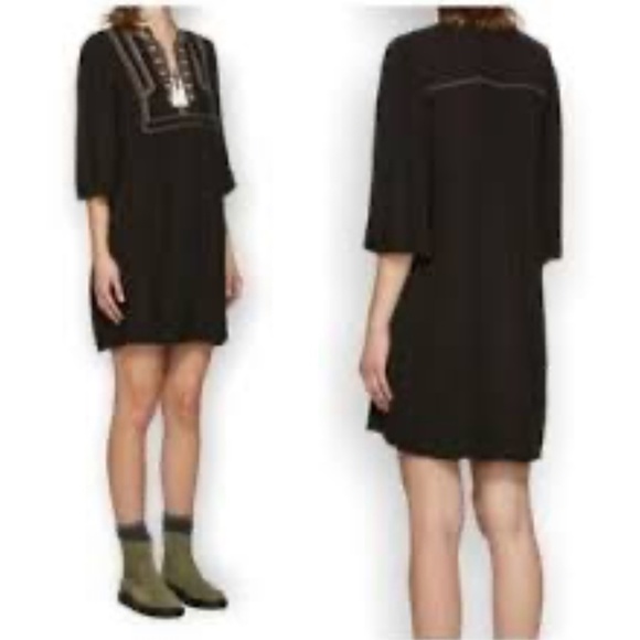 Anthropologie x Noa Noa Mini Dress Boho Relaxed fit Black Viscose Airy S - Picture 1 of 12